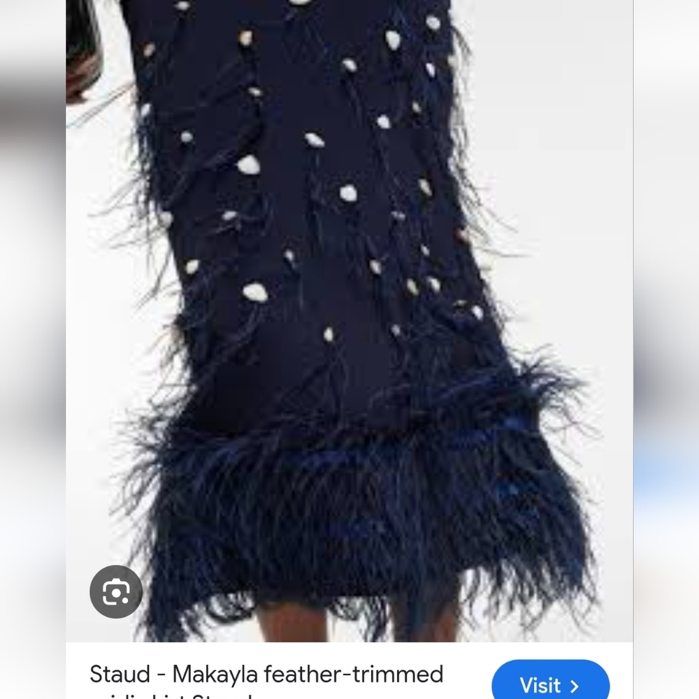 STAUD Navy Skirt with Beaded Fringe - Picture 3 of 15